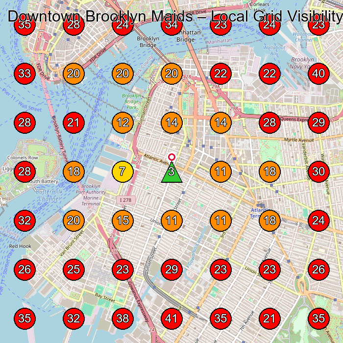Downtown Brooklyn Maids GeoGrid visibility map for House Cleaning Service in Brooklyn